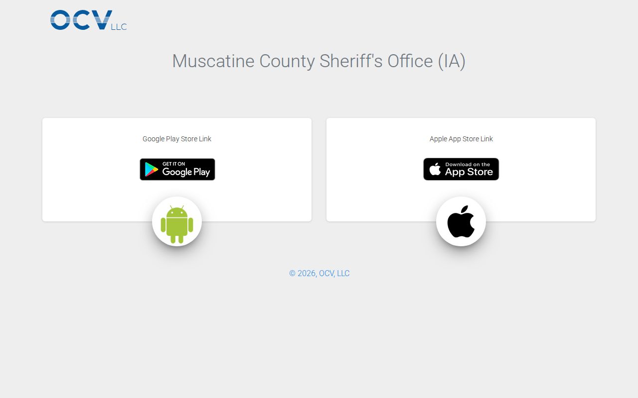 Official Muscatine County Sheriff Iowa app landing page