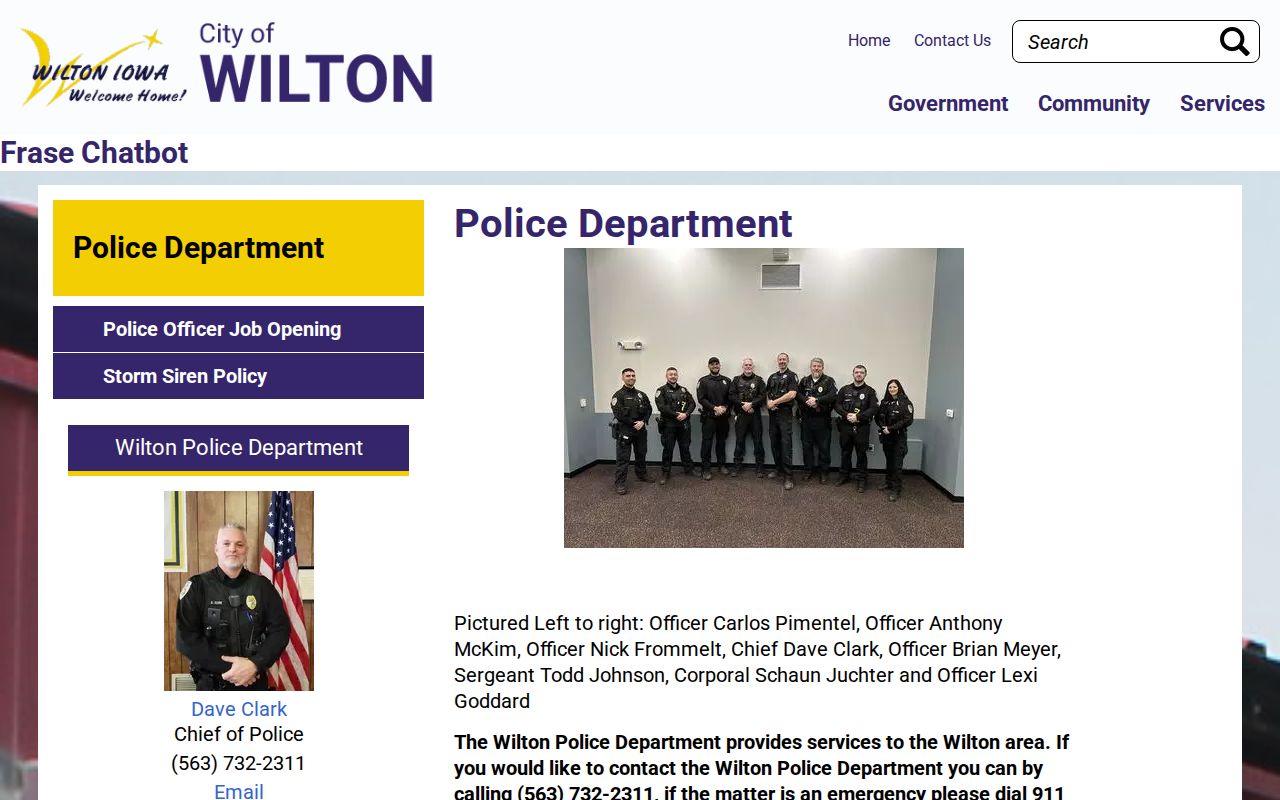 Wilton Police Department contact source for recent arrest records